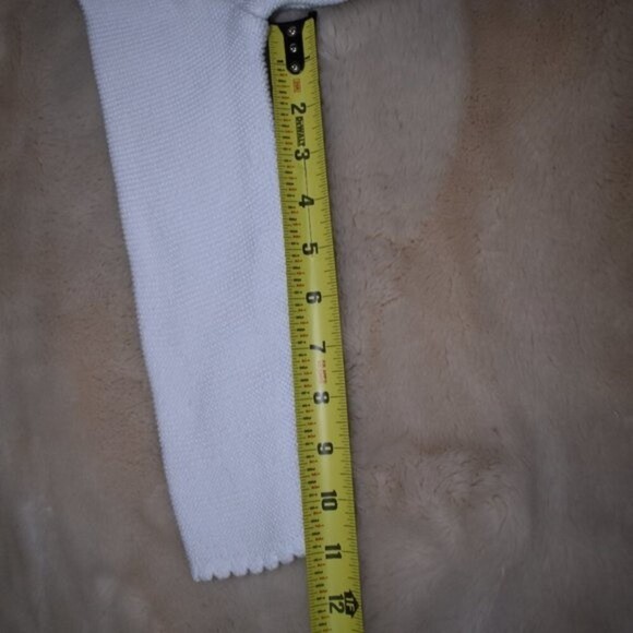 Little Girls Cardigan Sweater White Cotton Knit Cropped - Picture 6 of 7